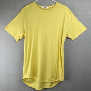 EPTM Mens Yellow Crew Neck Short Sleeve Curved Hem T Shirt M USA Made Streetwear
